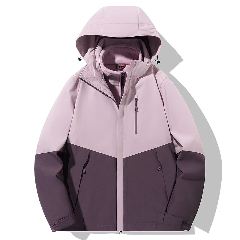 Picture of 2024 new color matching new charge clothing three-in-one outdoor plus size detachable mountain outdoor couples overalls