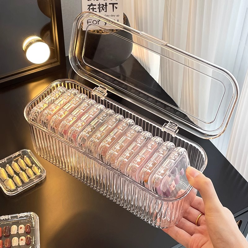Wearing nail storage box acrylic dust-proof manual nail finishing special sealed box transparent nail art packaging box