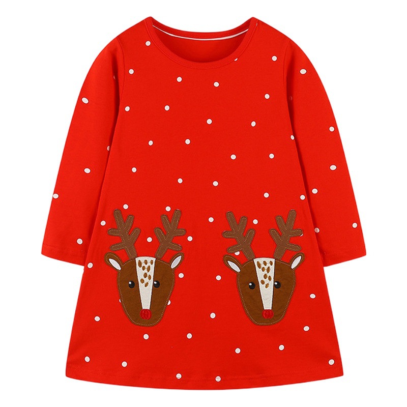 25 Autumn New Girls dress European and American Style Christmas Embroidered Princess Dress Baby Cartoon Polka Dot Children's Dress