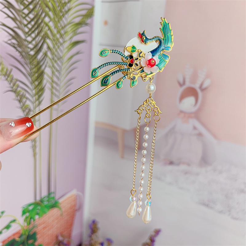 Picture of Antique Hanfu Hairpin Girls' Hair Hairpin Children's Ancient Headwear Chinese Style Step-by-step Tassel Hair Hairpin Hair Accessories