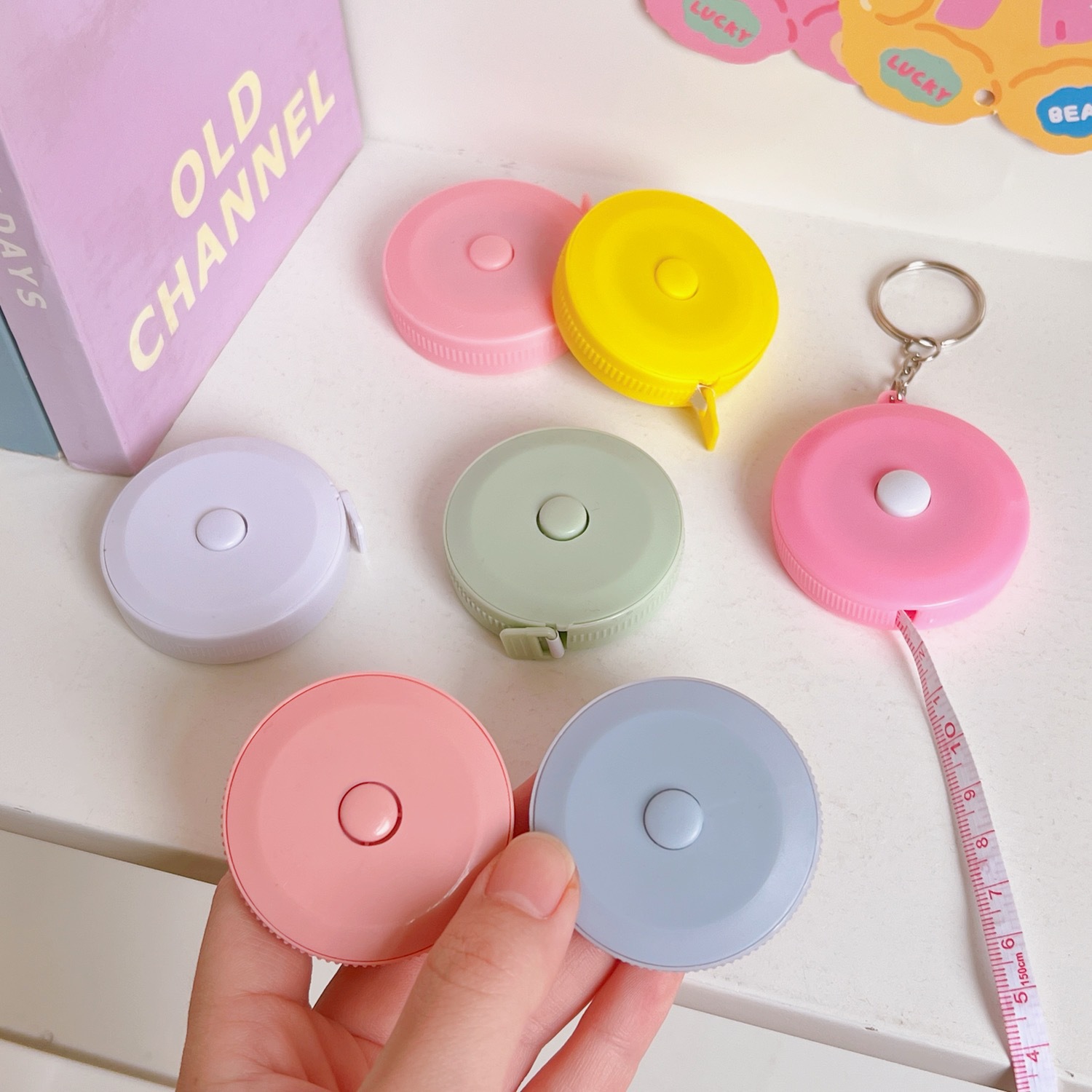 Picture of Mini portable tape measure measuring clothes 1.5m tape measure waist circumference hip circumference cute cartoon measuring three circumference ruler soft ruler students
