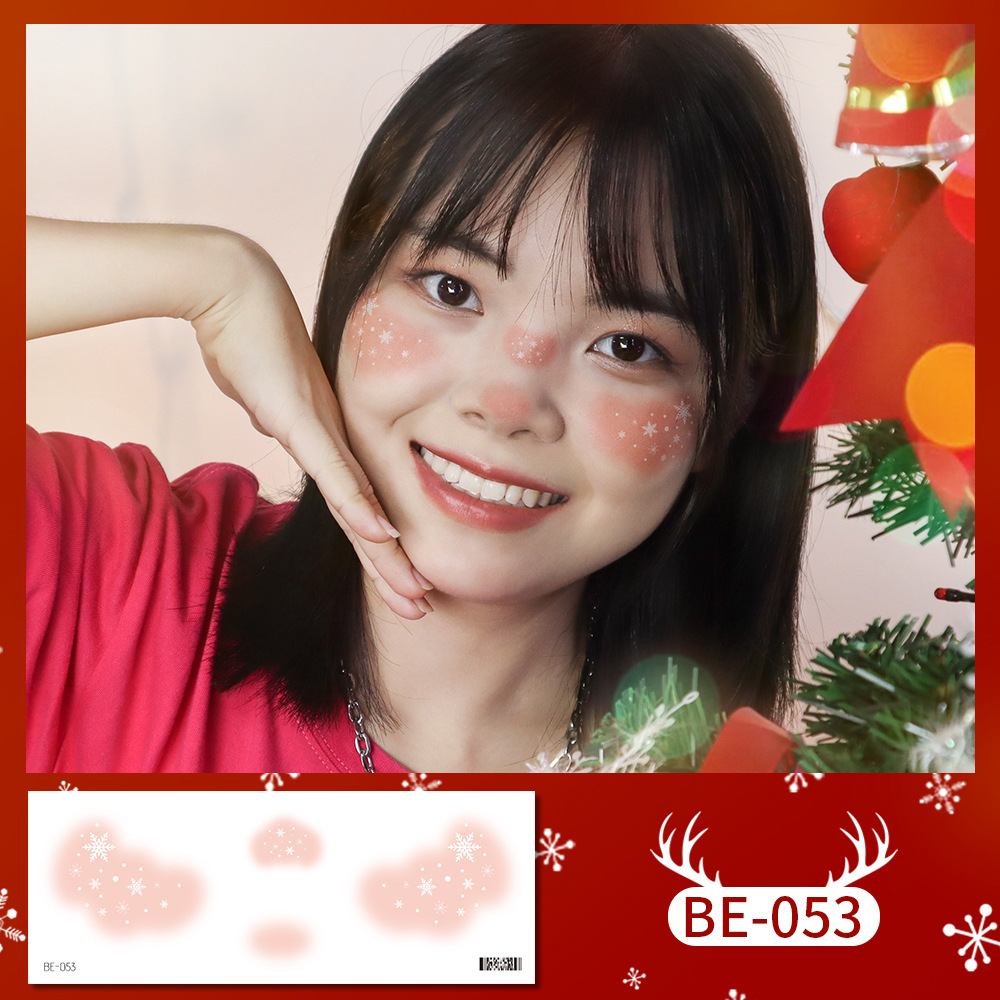 Picture of New cute Christmas face tattoo stickers love snowflake elk girl blush makeup face stickers cross-border in stock