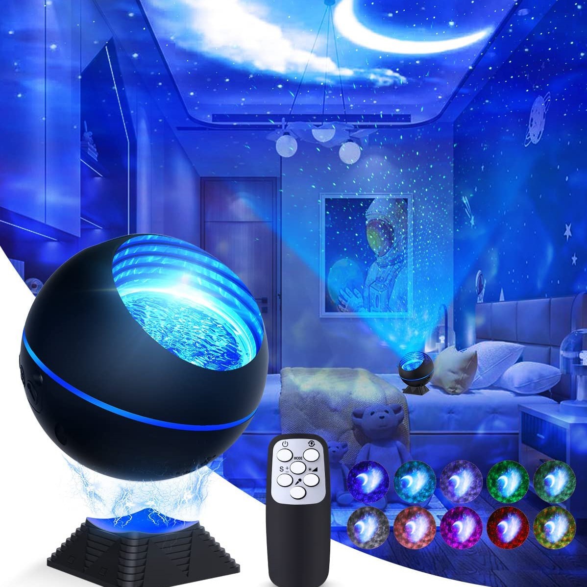Picture of Bolang LED Starlight Projector USB Night Light Voice Control Laser Laser Light All over the Sky Star Mercury Flame Starry Top