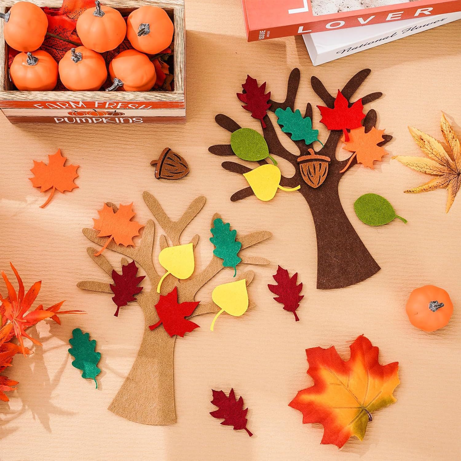 96 Pcs Felt Tree Craft Kit DIY Toy Gift Home Thanksgiving Decoration Home Wall Decor