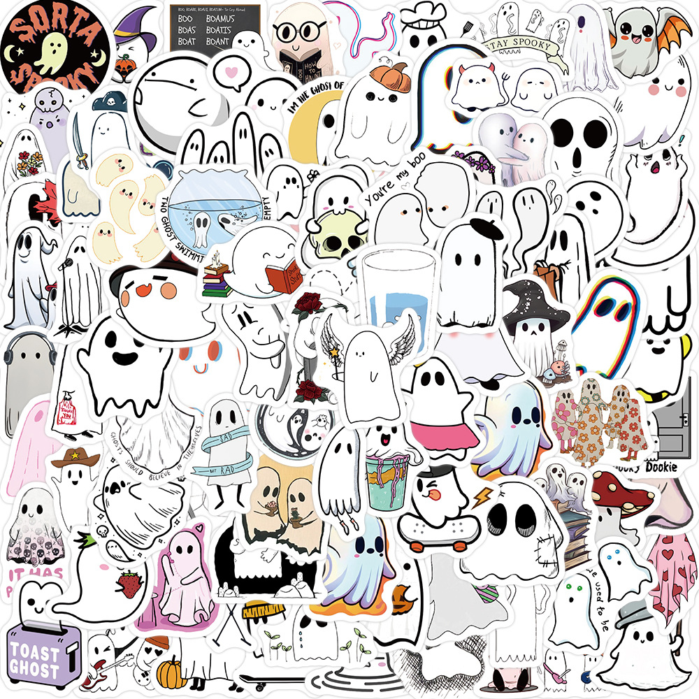 Picture of 100 small size cute ghost graffiti stickers decorative guitar notebook luggage DIY waterproof wholesale