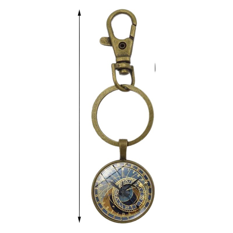 ebay AliExpress hot sale Prague clock pendant keychain steampunk time gem key chain