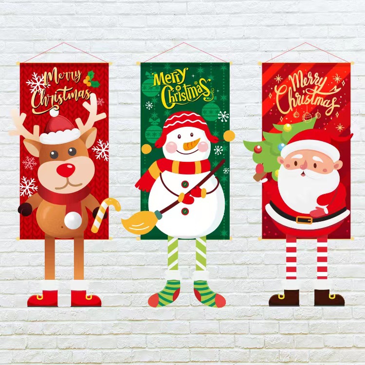 Christmas Hanging Flags, Christmas Atmosphere Arrangements, Door Hanging Decorations, Christmas Flags, Bunting Flags, Christmas Decorations