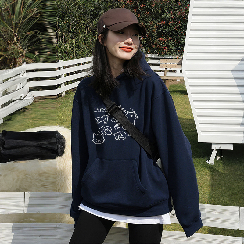 Picture of White Flower Grey Hooded Sweatshirt Women's 2024 New Spring and Autumn Thin Simple Style Early Autumn Long Sleeve Coat Design Sense Top
