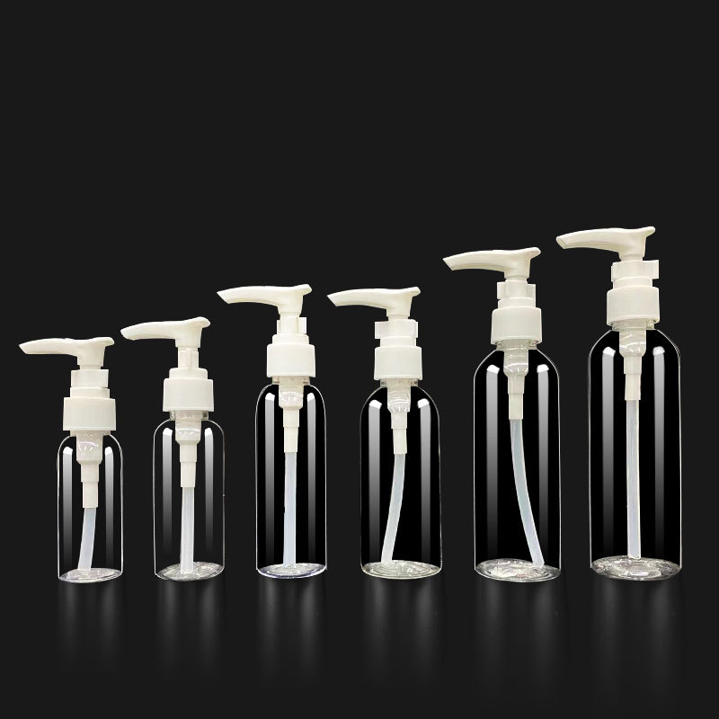 Picture of PET Transparent Pump Bottle Emulsion Press Bottle PET Transparent Plastic Squeeze Bottle Clip Pump Duckbill Bottling