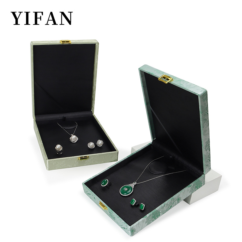 Chinese Style Vintage Rounded Jewelry Set Box Ring Necklace Box Earrings Three-piece Set suit Storage Gift Box