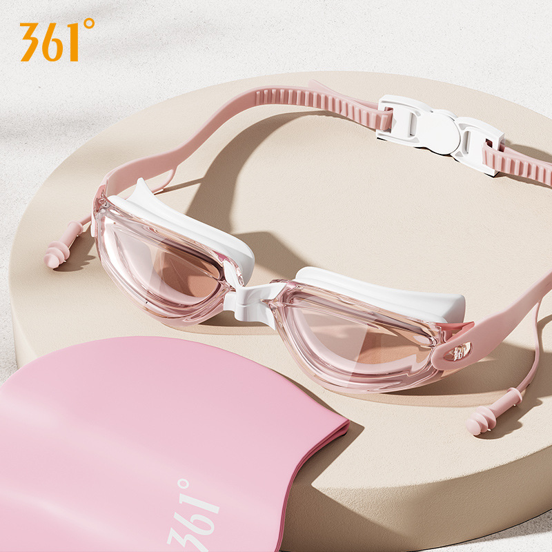 Picture of 361 degree swimming goggles earplugs integrated swimming glasses widened field of vision myopia glasses colorful electroplated swimming glasses