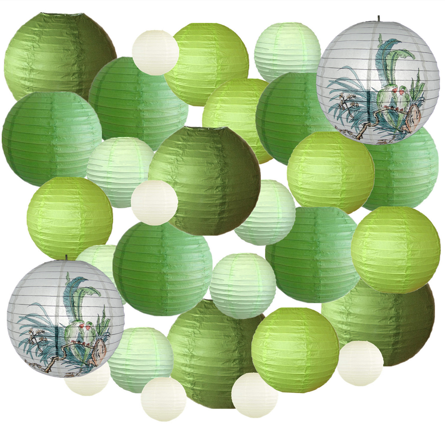 Picture of Spring, Summer, Autumn and Winter Colorfulful Paper Lanterns Round Foldableable Paper Art Combination Set Hanging Lanterns
