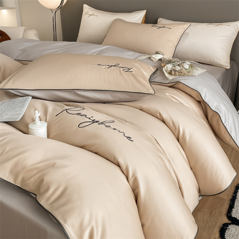 Picture of Light luxury 120 long-staple cotton quilt cover single piece pure cotton quilt cover solid color double-piece quilt cover Nantong bedding