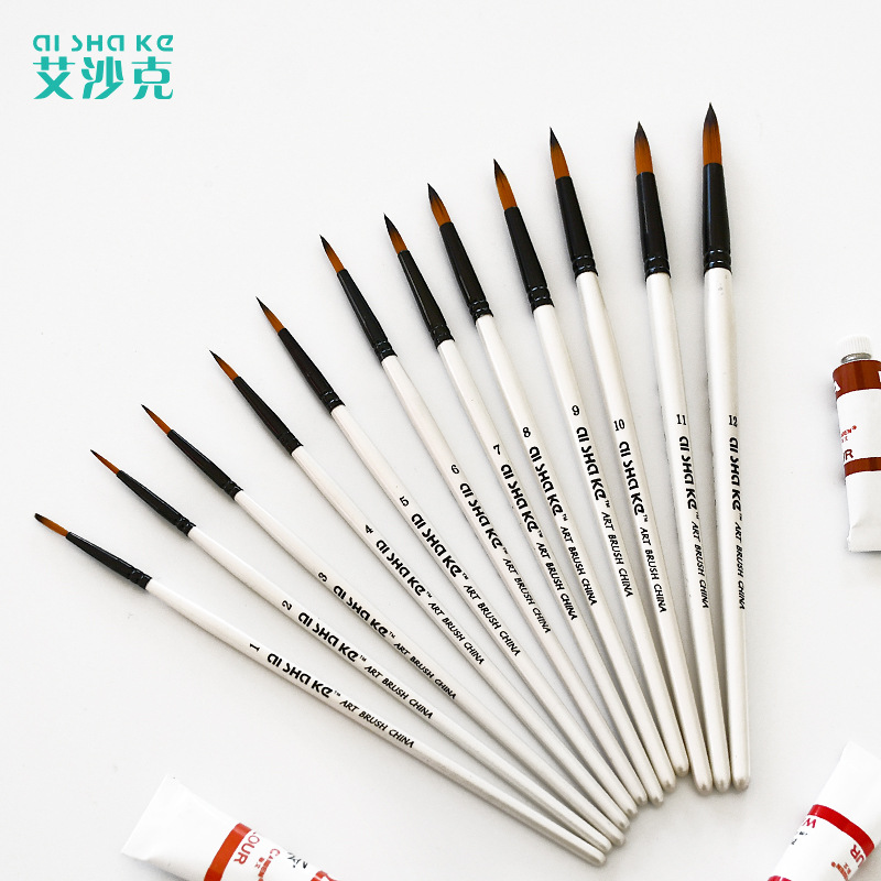 Art cross-border two-color nylon hair sharp brush 12 loaded shell White Rod watercolor pen set manufacturers wholesale