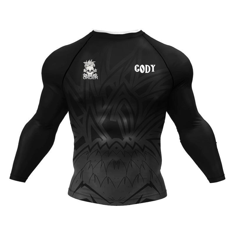 New digital printing long-sleeved sports quick-drying tights fitness training bottoming shirt autumn and winter casual running T-shirt