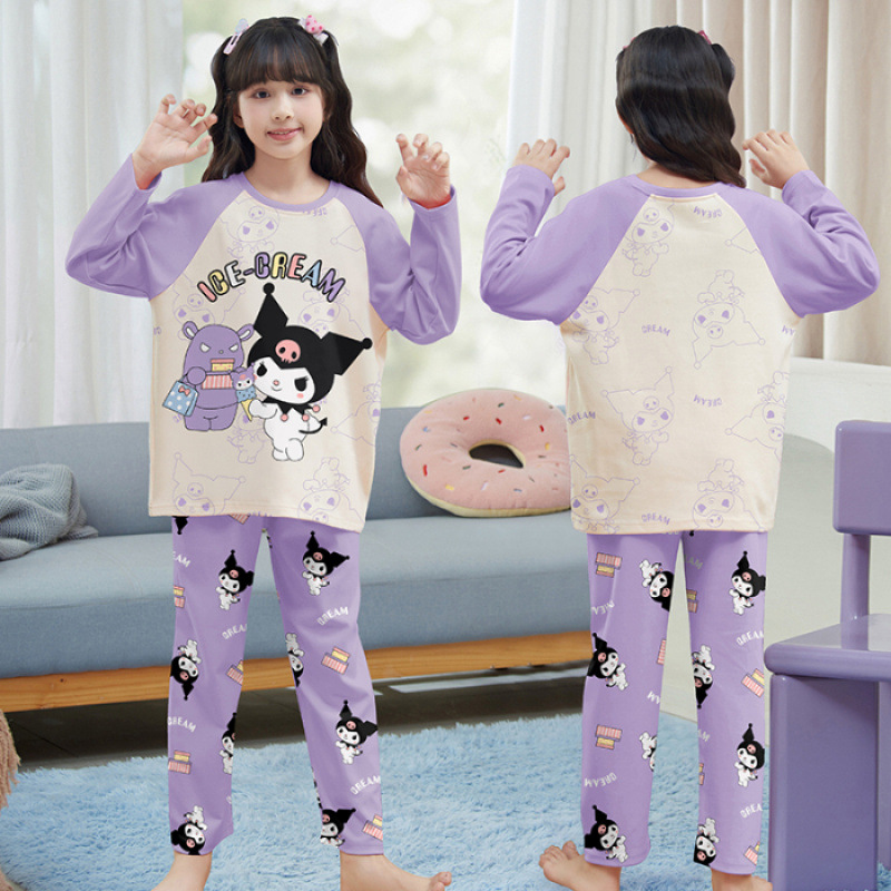 Picture of 2025 Kids Ins Spring and Autumn Long Sleeve Children's Round Neck Imitation Cotton Pajamas for Boys and Girls suit Home Clothes