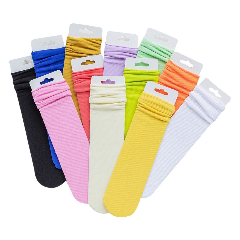 Spring and summer thin children's ice socks solid color velvet piled socks size children's socks vertical striped stockings