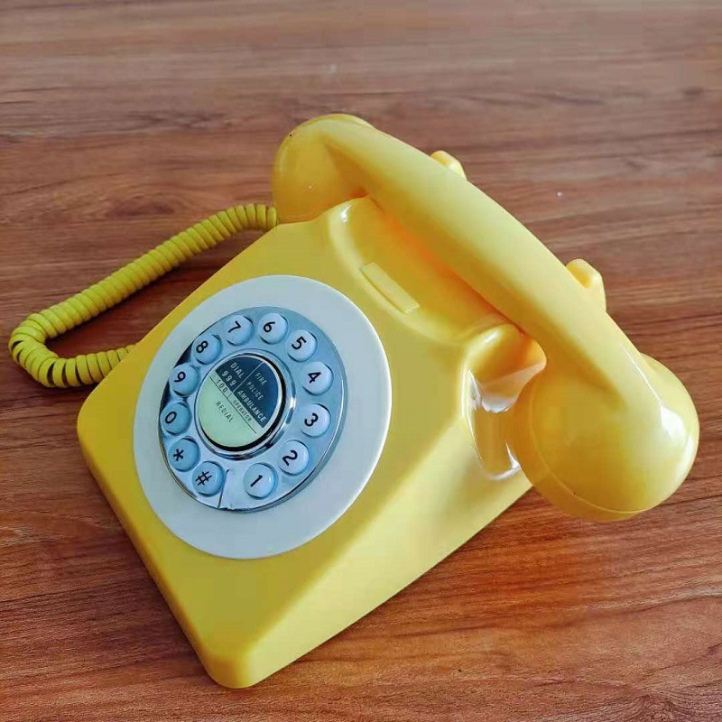 Picture of Telephone European Retro Style Home Antique Landline Old-Fashioned Telephone Office Antique American-Style Rotary Dial Telephone