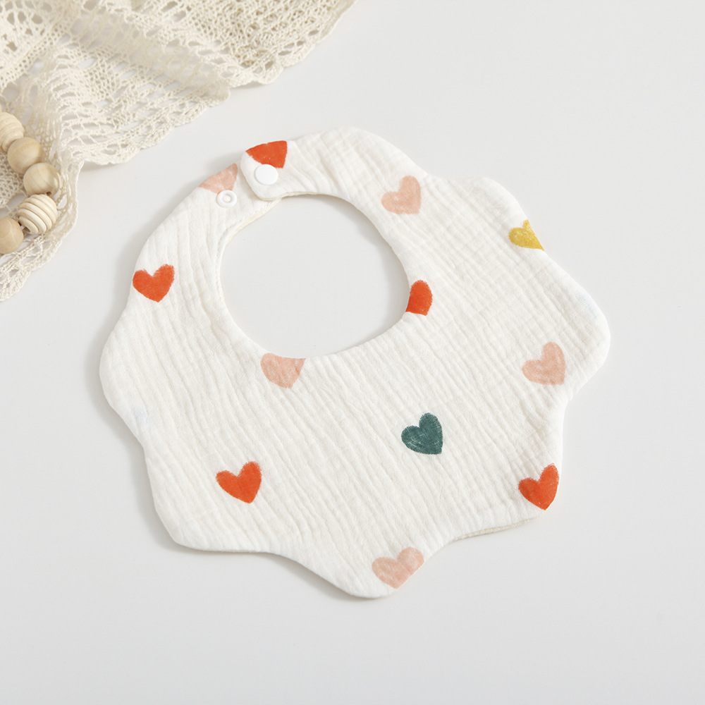 Picture of Han Feng 6-layer cotton gauze petal bib Zou Zou cloth saliva towel 360 degree newborn bib baby anti-spitting milk towel