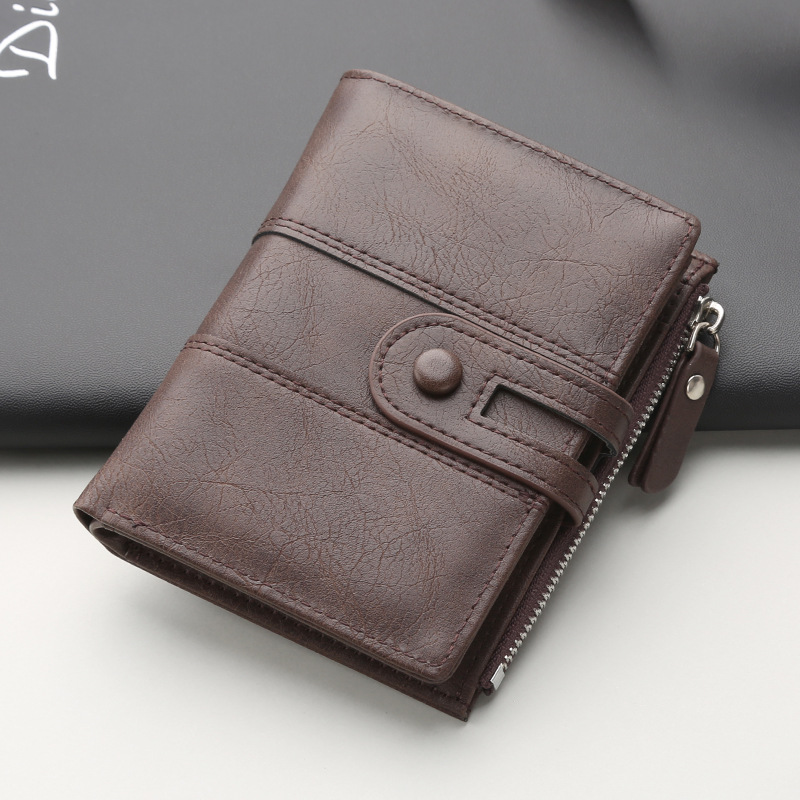New Pu Men's Wallet Simple Business Ultra-Light Wallet Cross-Border Export Wholesale Student Polyester Multi-Card Slot Bag