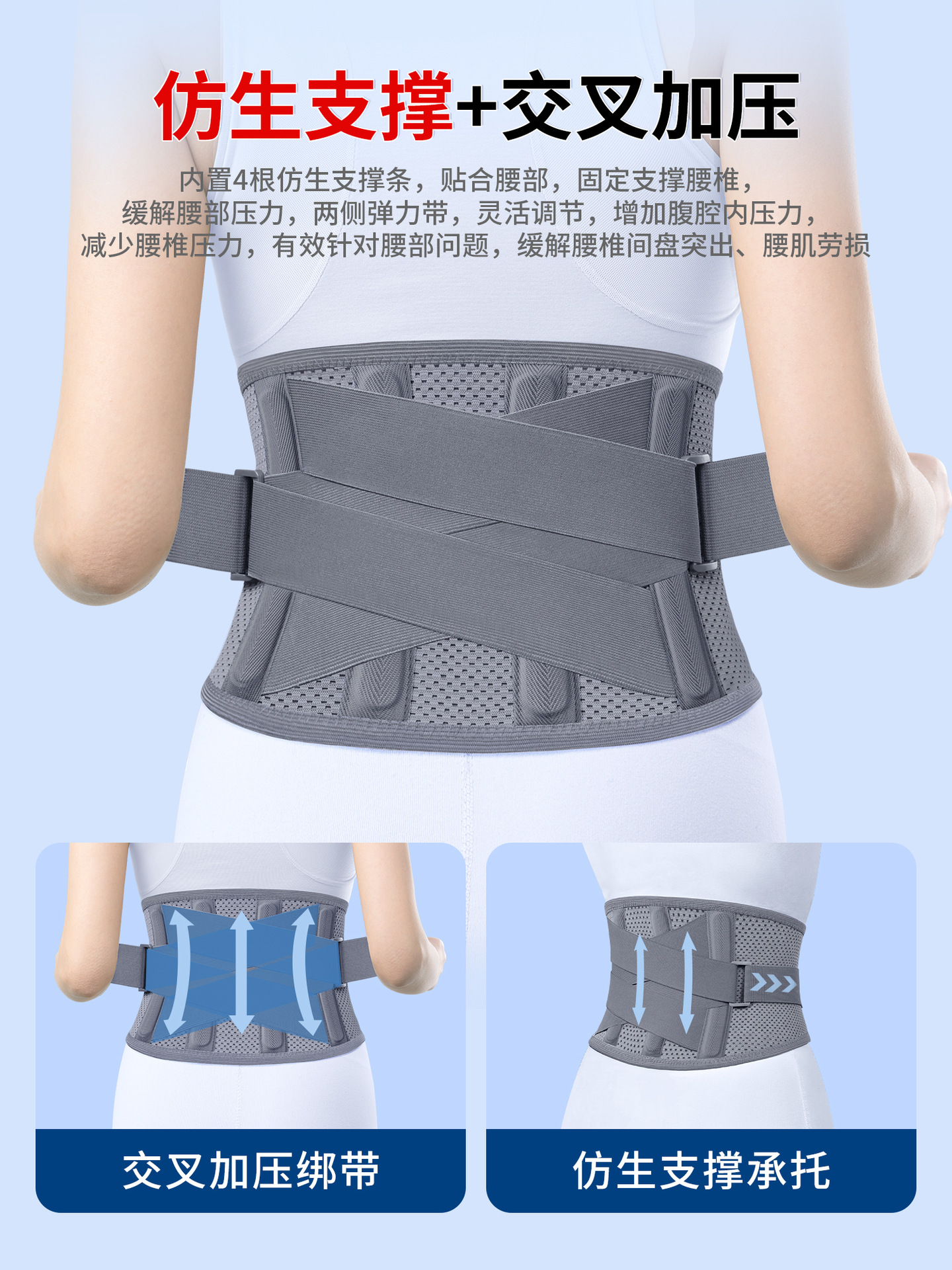 Wholesale steel plate belt lumbar intervertebral disc multiple pressure fixed breathable waist muscle warm fever sedentary strain