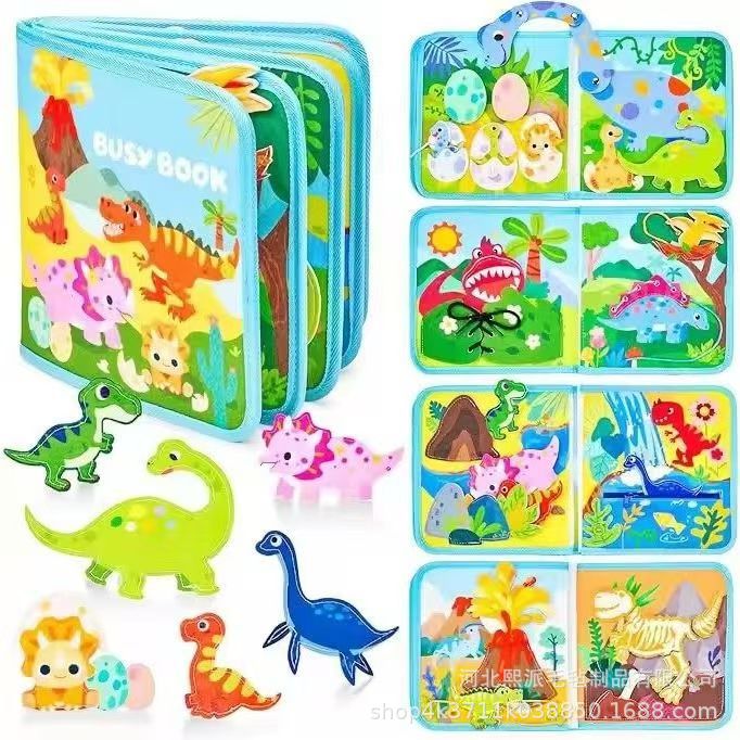 Early Education Learning Board Manufacturer's New Product Children's Dinosaur Cognition Quiet Book Storybook in Stock Felt Education