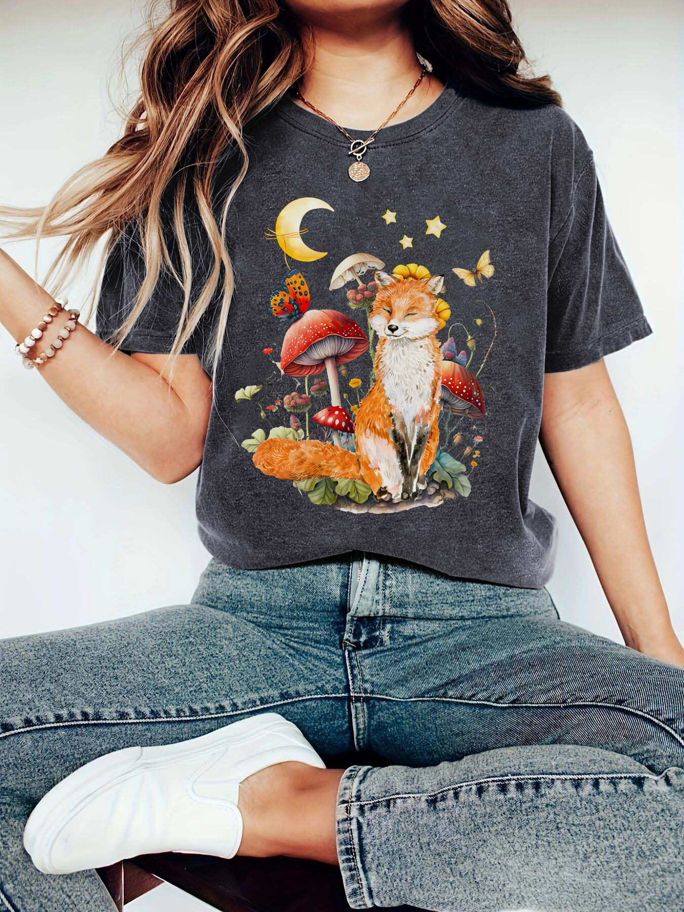 Amazon Europe and the United States summer women's fox pattern printing round neck short sleeve casual fashion foreign trade explosion T-shirt