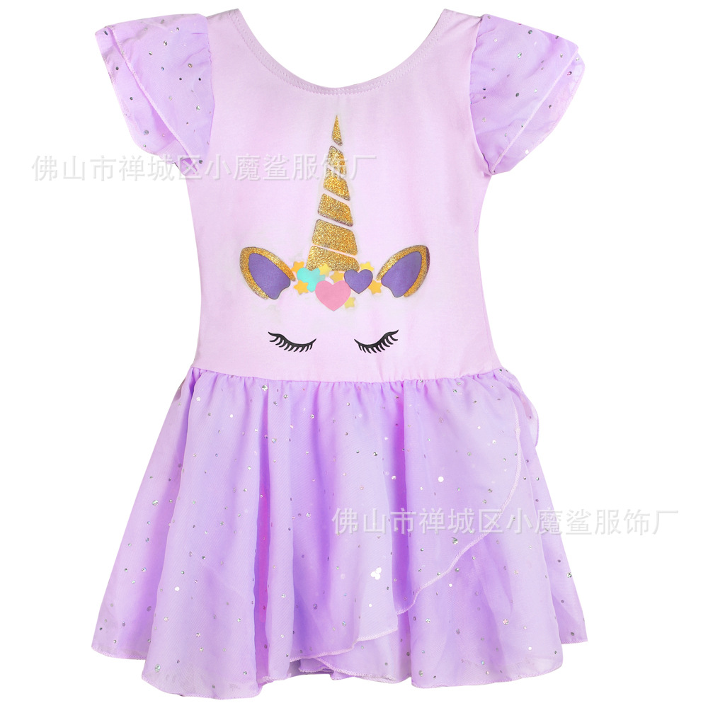 Picture of Girl's Dance Dress Amazon Hot Selling European and American Foreign Trade Children's Practice Clothing Unicorn Pure Cotton Ballet Clothing