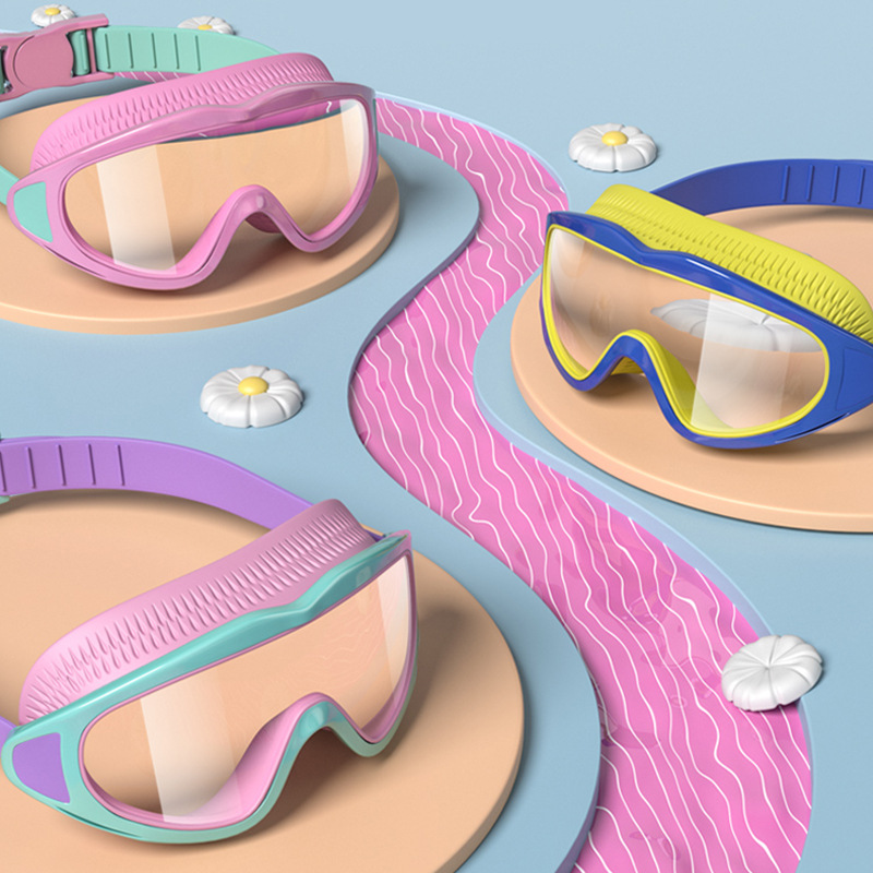 Picture of Children's goggles new boys and girls swimming glasses waterproof anti-fog fashion comfortable large frame diving goggles swimming equipment