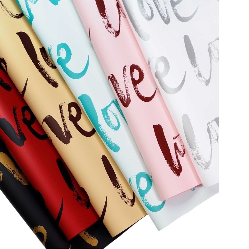 Letter LOVE Rose Bouquet Wrapping Paper Waterproof Flower Material 520 Valentine's Day New Flower Shop
