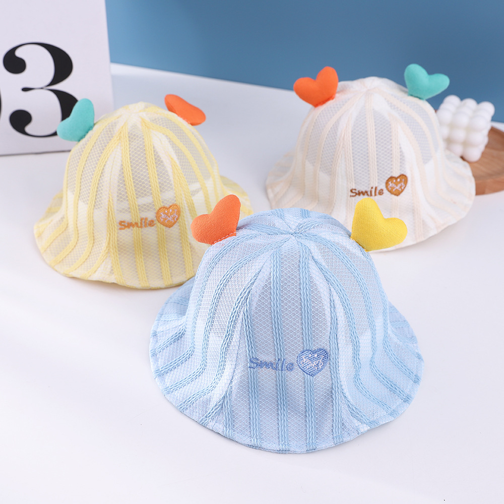 Striped Love Baby Mesh Hat Summer New Baby Hat Embroidered Baby Sun Hat 3-12 Months
