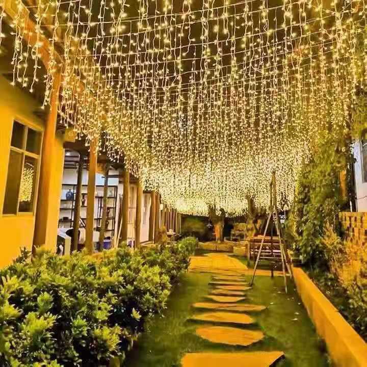 Outdoor Waterproof Sunscreen LED Internet Celebrating Ice Strip Waterfall Lights All over the Sky Star Lights Light String Water Lights Christmas Decorative Lights