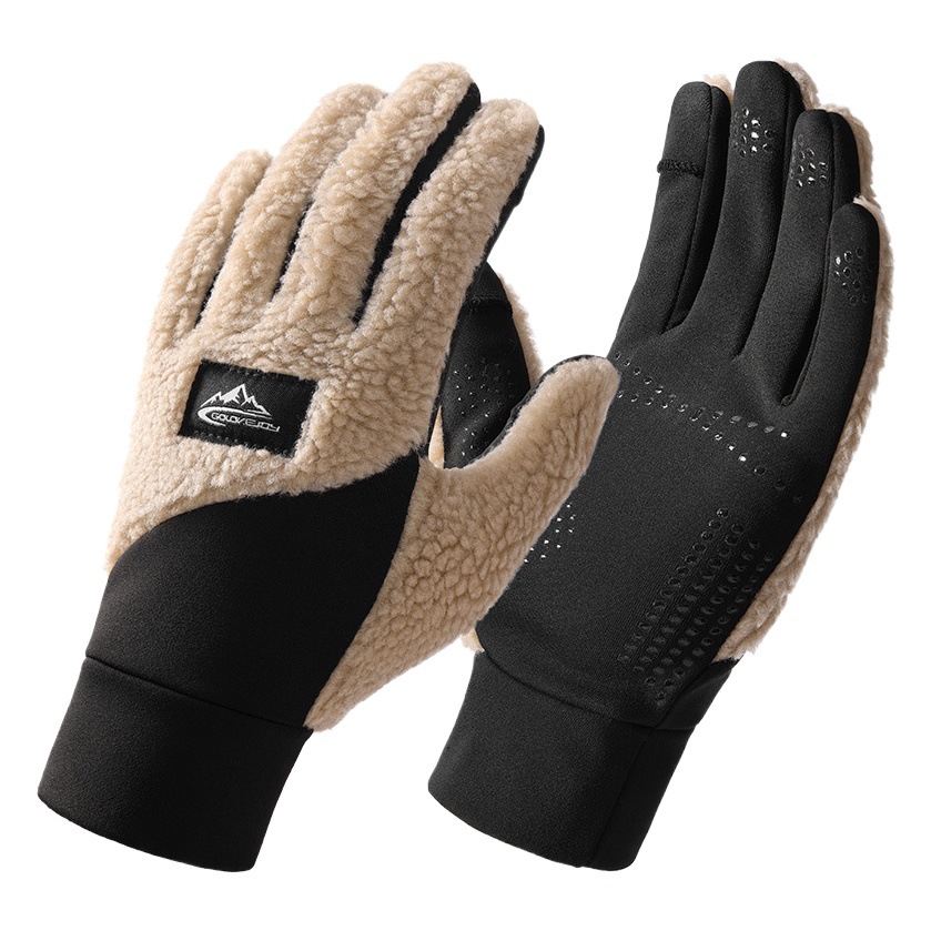 Winter Gloves Men's Outdoor Cycling fleece-lined Thickened Cold-proof Finger Flip Touch Screen Cycling Windproof Warm Gloves DY54