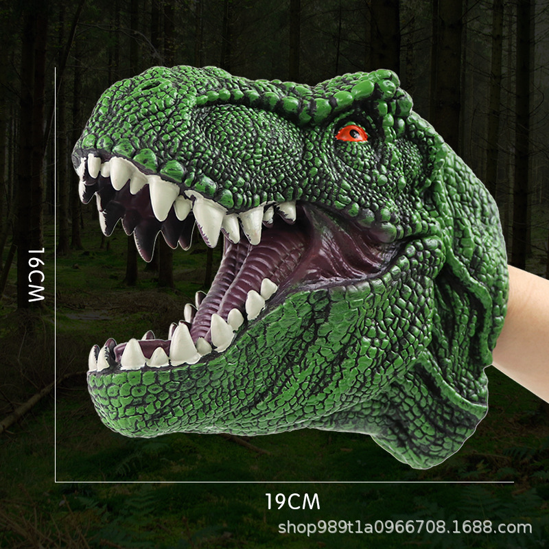 Picture of Dinosaur Hand Doll Gloves Soft Glue Tyrannosaurus Rex Triceratops Shark Simulation Animal Model Stall Shark Arm Toy Cross Border