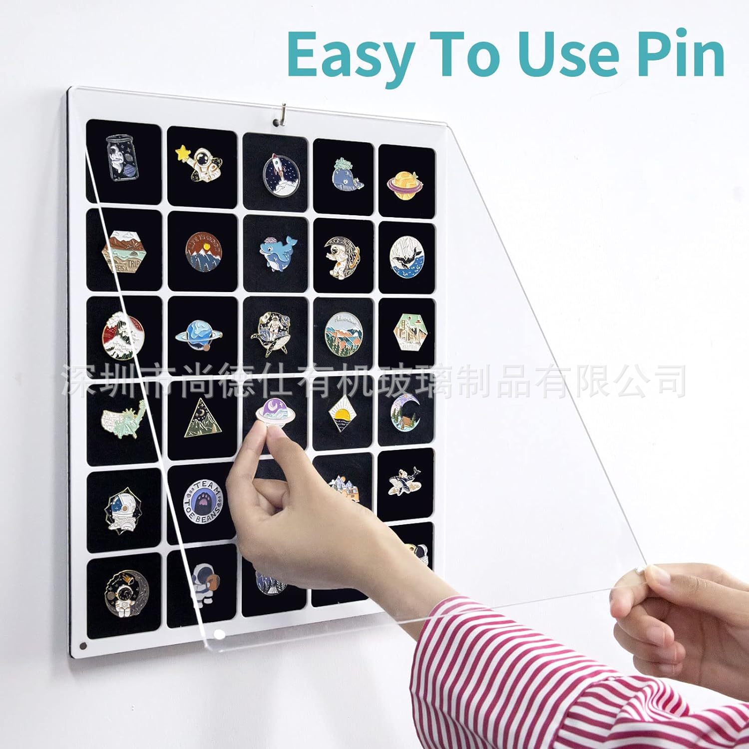 Transparent acrylic pin micro stamp collection display organizer, dust-free desktop and wall display board cross-border