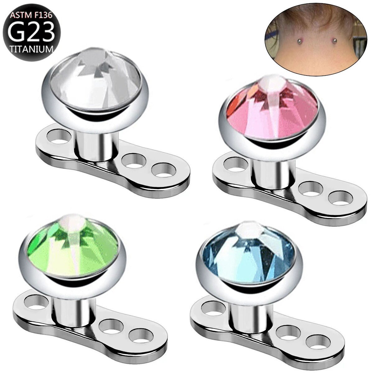 Cross-border new G23 titanium alloy skin implant nail buried nail package inlaid imported Czech diamond buried bone nail with base wear