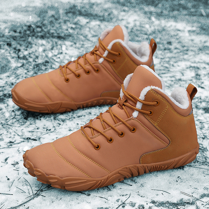 Cross-border Outdoor Winter Snow Boots Men's Waterproof Barefoot Five-finger Cotton Shoes Women's fleece-lined Thickened Warm Non-slip Cotton Boots