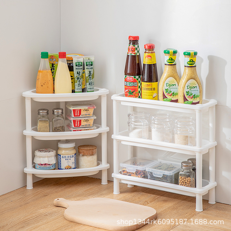 Household Desktop Three-layer Storage Rack Kitchen Countertop Storage Rack Bathroom Corner Cosmetics Finishing Storage Rack