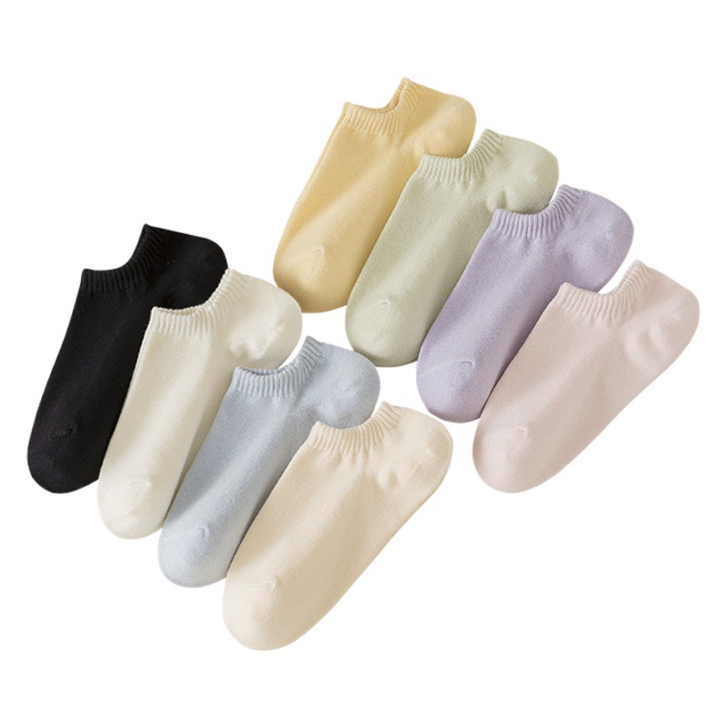 Solid color cotton socks summer ankle socks women's hello letter hot stamping short cotton socks sole silicone non-slip socks