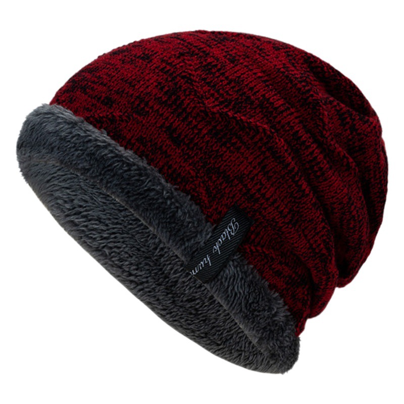 Cross-border plus velvet warm knitted wool cap men's autumn and winter Korean outdoor pullover cap spot wholesale