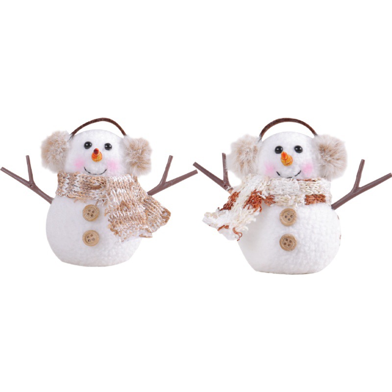 Christmas Glowing Little Snowman Ornaments Amazon Plaid Striped Scarf Doll Children's Christmas Gift Manufacturer Wholesale