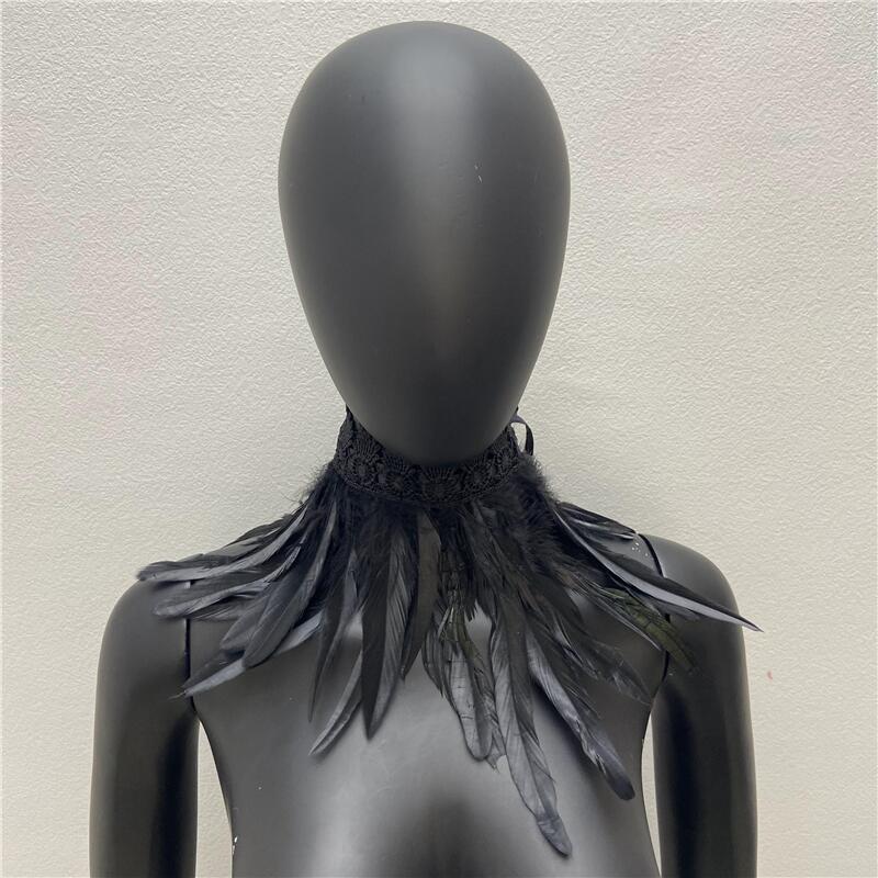 Amazon Gothic Style Feather Scarf Show Ball Scarf Halloween Party Cosplay Costume Accessories