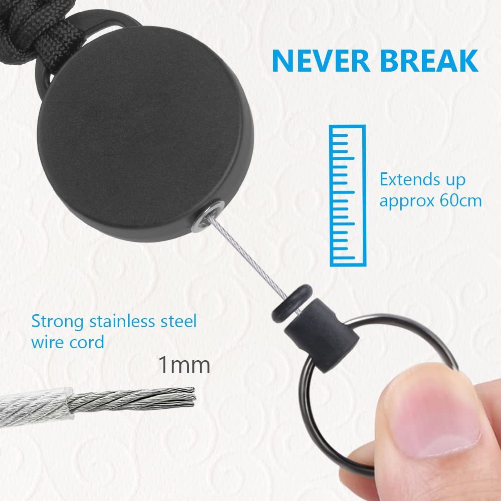 Picture of 4cm black plastic round mountaineering buckle umbrella rope woven retractable easy pull key chain high elastic easy pull buckle