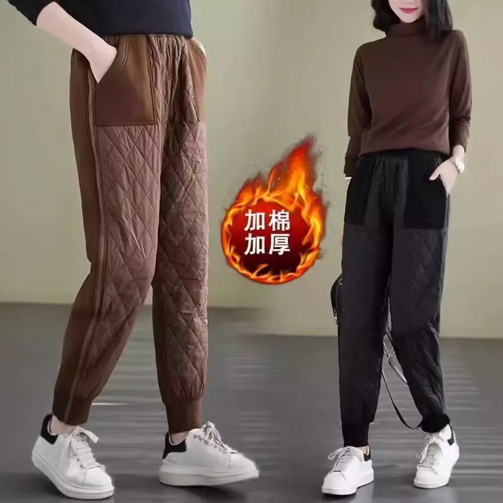 Velvet Thickeneded Light Cotton Pants for Women Winter Outer Wear Fashionable New 2025 Mom Pants Warm Women's Winter Clothing Trend