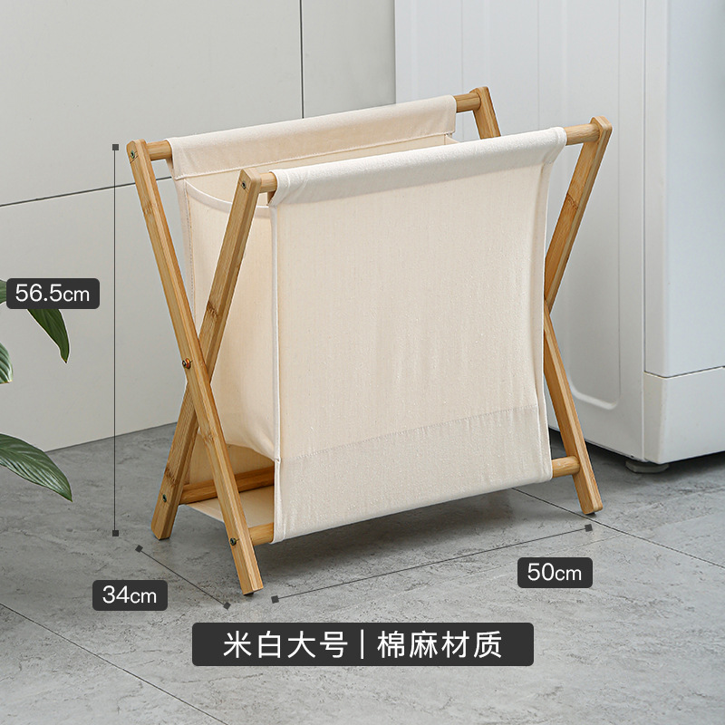 Picture of Household Solid Wood Dirty Clothes Basket Dirty Clothes Basket Laundry Storage Clothes Basket Foldable Large Bathroom Laundry Storage Basket