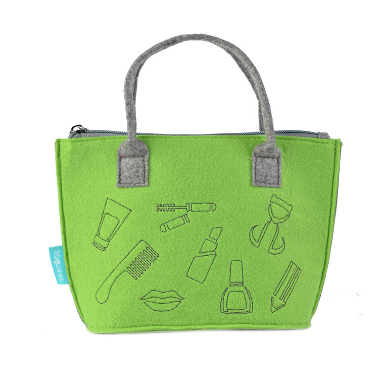 Customized Wool Felt Embroidered Felt Material Handbag Portable Card Milk Tea Souvenir Insulated Tote Bag Non-Woven Fabric