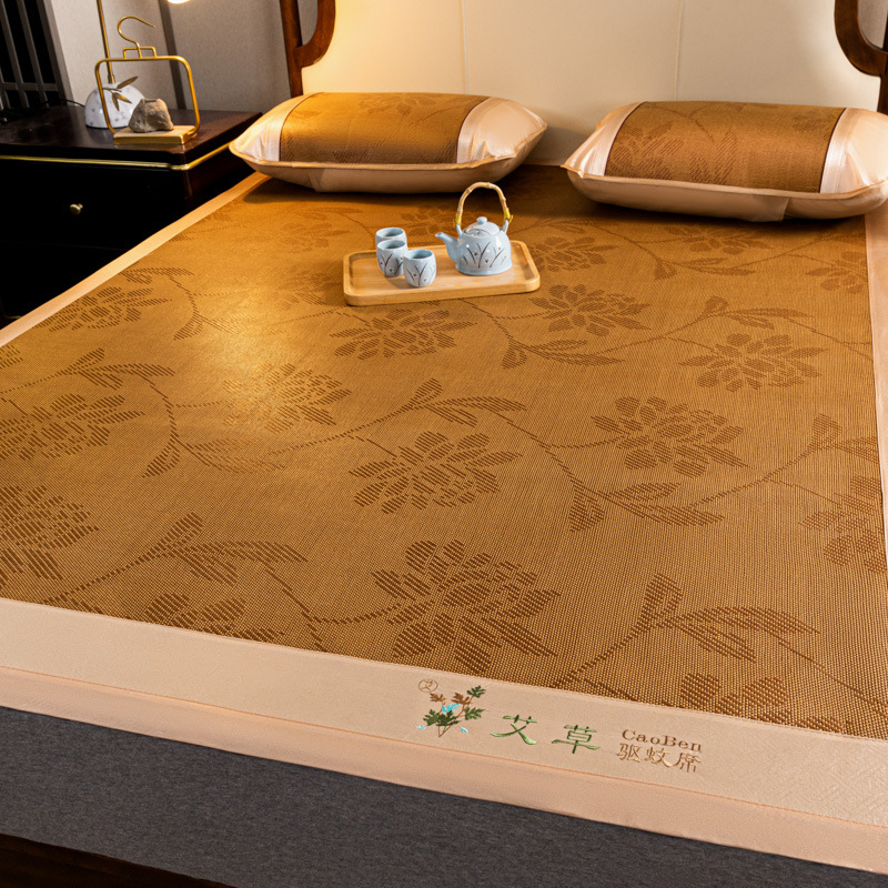 Factory wholesale wormwood rattan mat bedding summer home ice silk mat three-piece single double dormitory mat