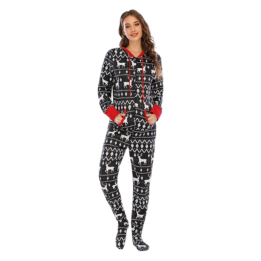 One-Piece Printed Amazon Ebay2025 Spring, Autumn and Winter Printed New Wish Home Clothes Pajamas Holiday Family Clothes