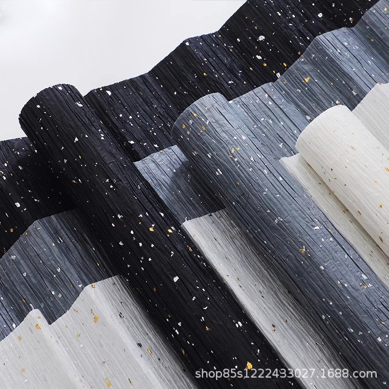 Zhuo fiber flower material folding paper gold and silver dot wrapping paper pleated art paper bouquet floral material flower wrapping paper