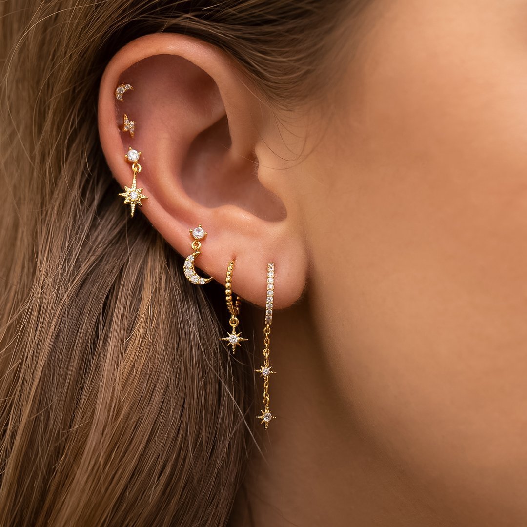 Europe and the United States cross-border star chain tassel earrings six-pointed star personality fashion zircon earrings suit female earrings earrings